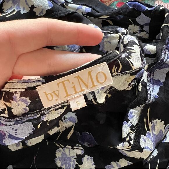 byTiMo Black Floral Bell Sleeve Top - Picture 6 of 8